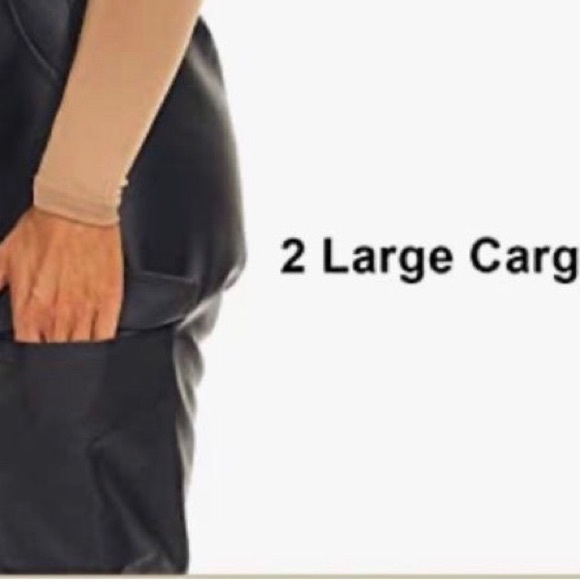 NWT TAGOO FAUX BLACK LEATHER CARGO PANTS - Picture 5 of 8